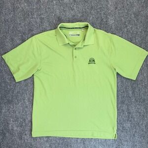 Cutter & Buck Golf Polo Shirt Mens L Green Moisture Wenham CC Chest Logo Wicking